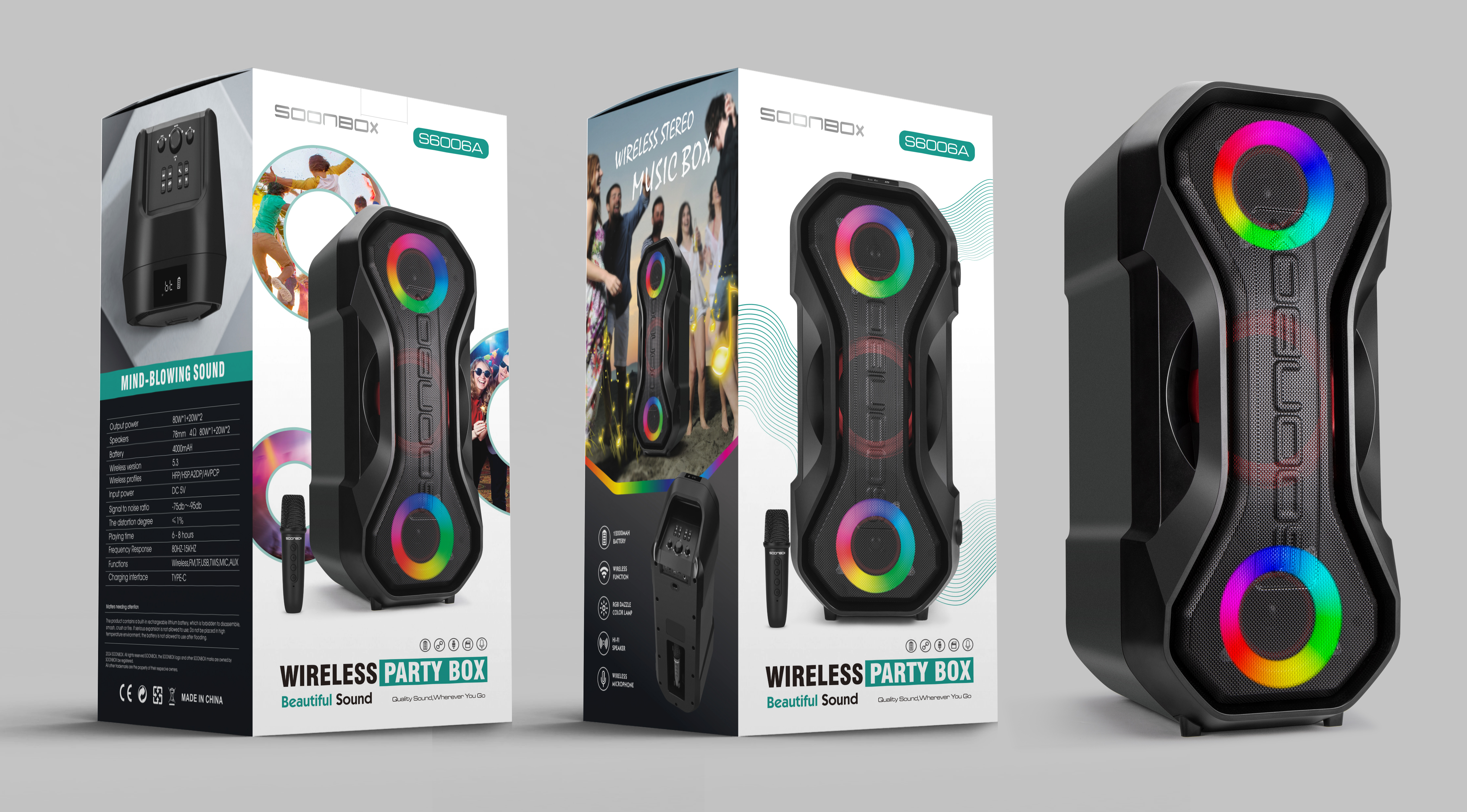 SOONBOX-S6006A Powerful Party Speaker With A Vibrant Lightshow