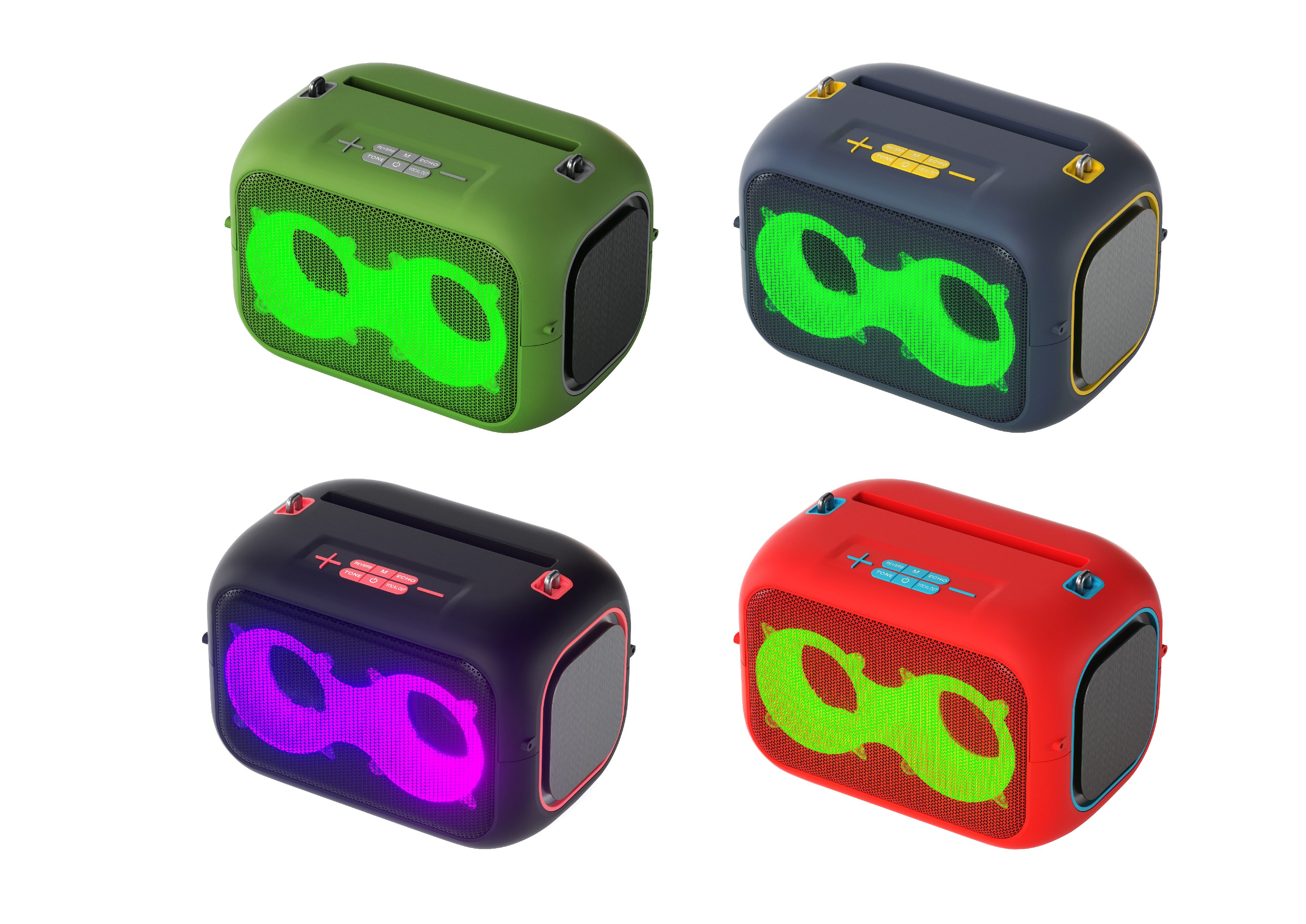 SOONBOX-S3000, Portable RGB Party Speaker with Shoulder Strap & Microphone | Dynamic Light Show